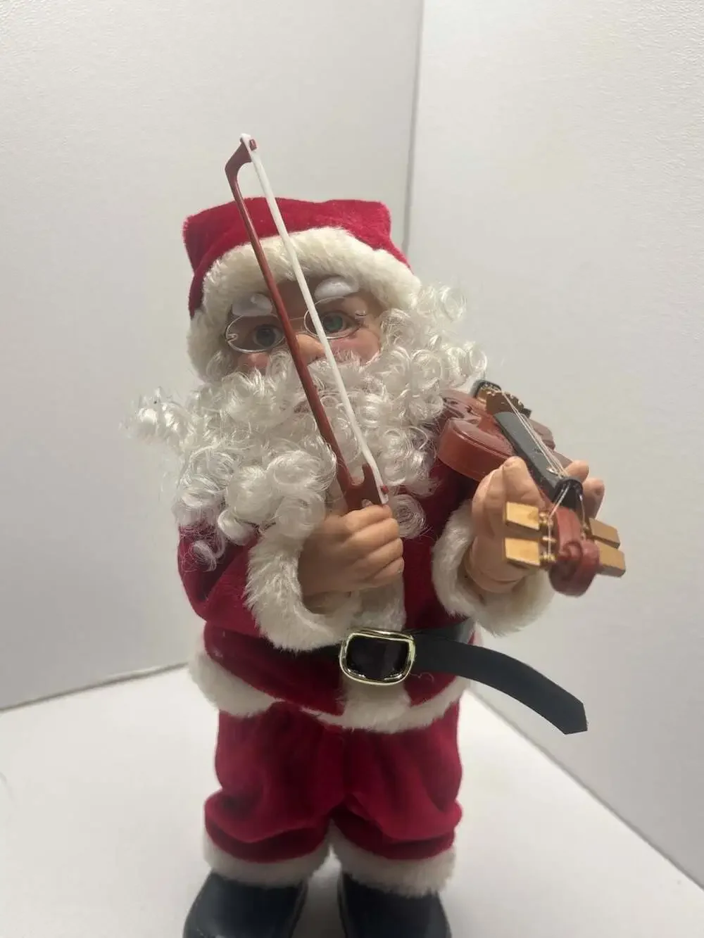 (UnTested )Vintage 12-inch Animated Santa Claus Playing Violin Figure